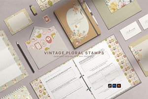Vintage Floral Stamps Watercolor