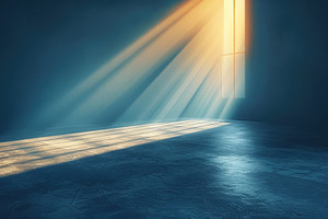 Empty Blue Room With Sunlight Beams Through Window, a Background Photo by José Manuel Gelpi