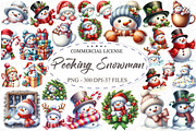 Peeking Christmas Snowman Png, an Illustration by designcity5 (Thumbnail 1 of 5)