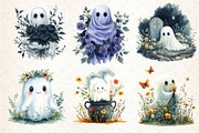 Halloween Floral Ghost Clipart, an Illustration by Dream Creation (Thumbnail 6 of 7)
