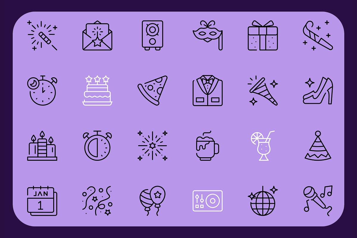 New Year Line Icons Set, an Outline Icon by Adl Studio (Photo 2 of 4)