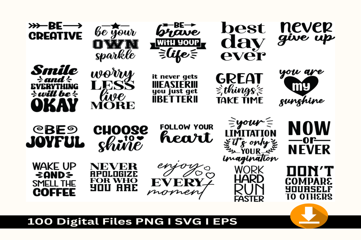 100 Inspirational Quote-Bundle, an Object Graphic by Jadugar Design Studio (Photo 4 of 19)