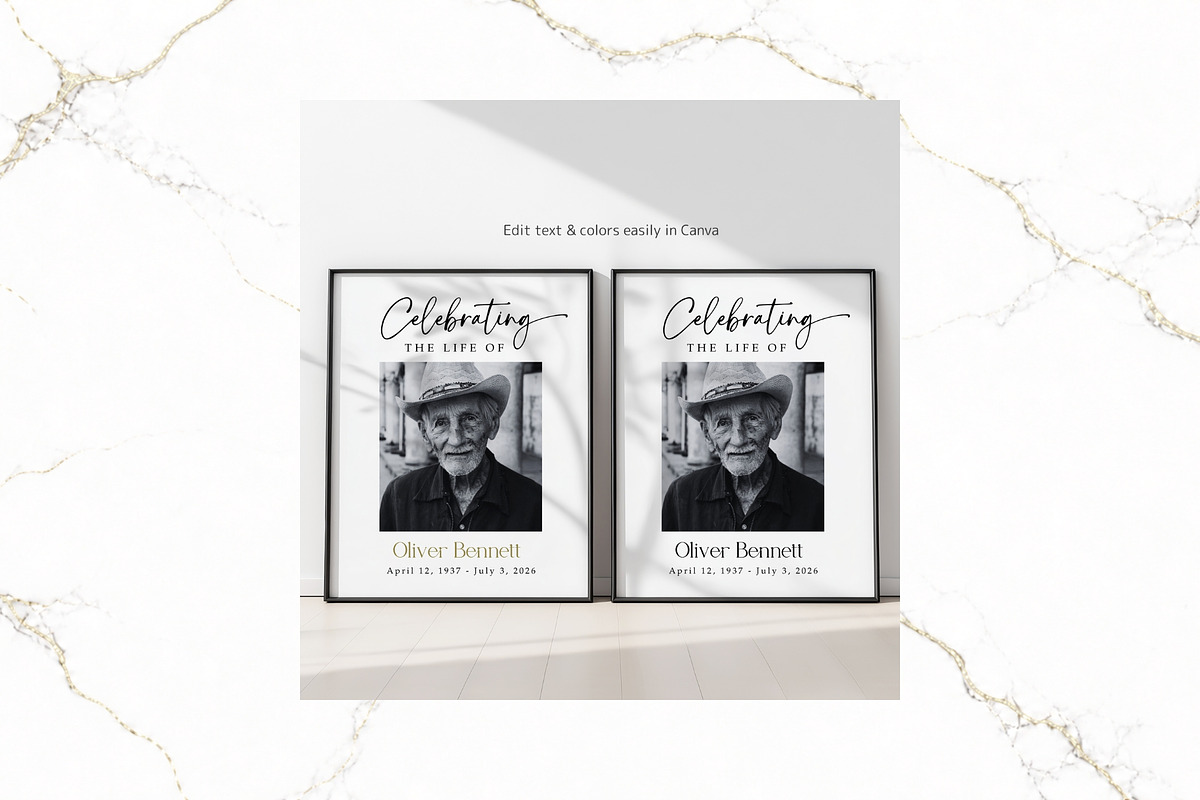 Funeral Welcome Sign B&W Canva FR001, a Poster Template by TyphoonStudio (Photo 7 of 8)