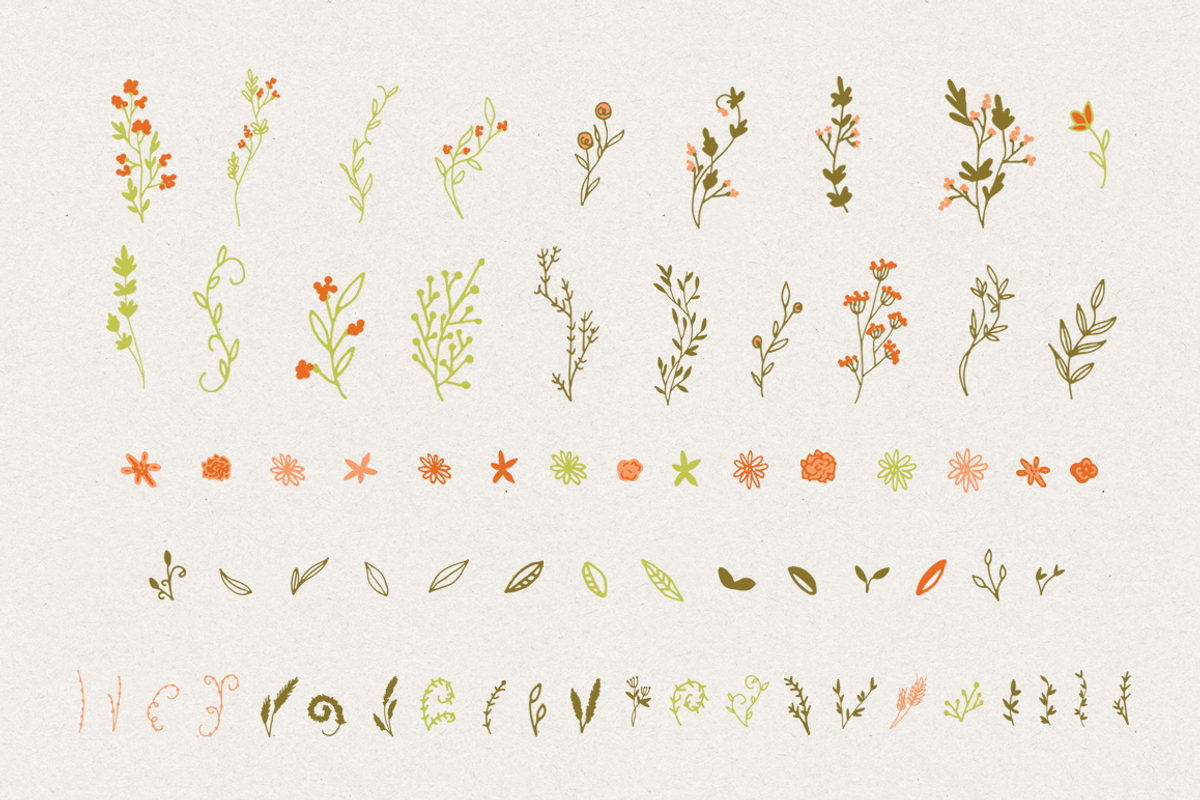 Hand Drawn Autumn Floral Kit, a Decorative Illustration by By Kerri Ann (Photo 2 of 7)