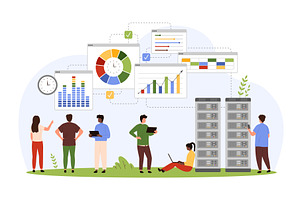 Data driven business model, a Person Illustration by Flashvector