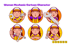Woman Mechanic Cartoon Character, a Person Illustration by MEDZ
