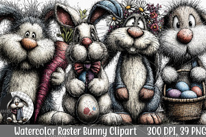 Watercolor Raster Bunny Clipart PNG, an Illustration by Canvas Craft