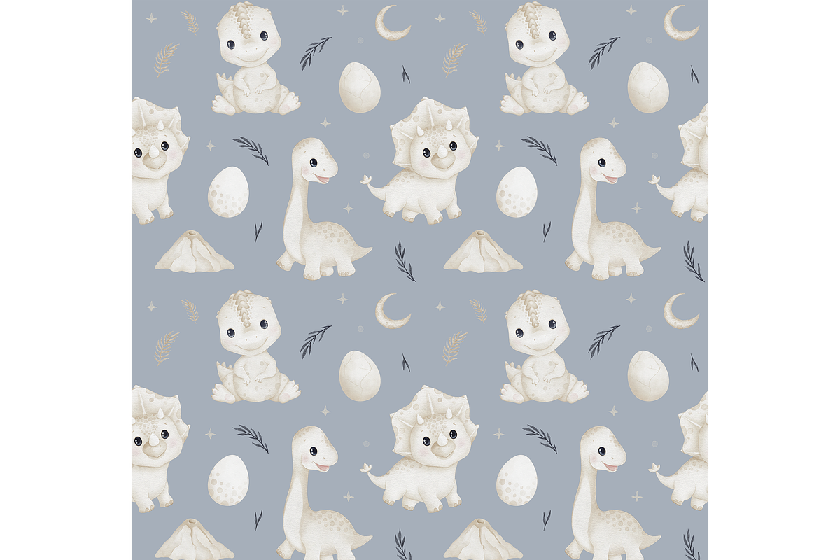 Baby Dinos seamless patterns set, a Pattern Graphic by tetiartline (Photo 5 of 8)