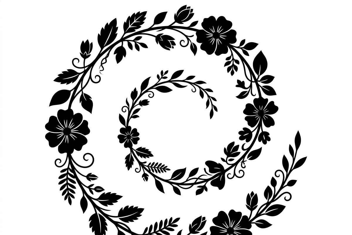 50 Elegant Floral Leaf Spiral Frame, a Decorative Illustration by Amazin_art (Photo 18 of 39)