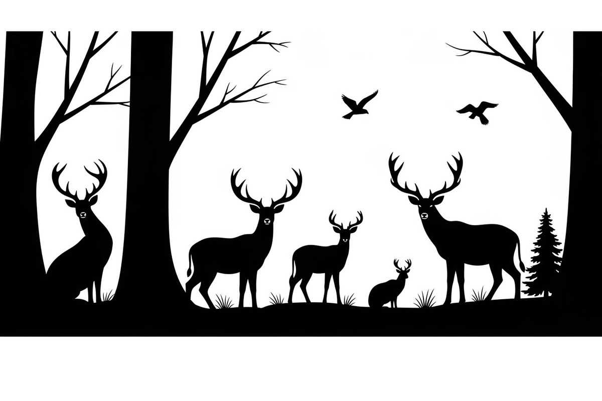 Wildlife Forest Silhouette Vector Bu, an Illustration by Designs_River (Photo 25 of 51)