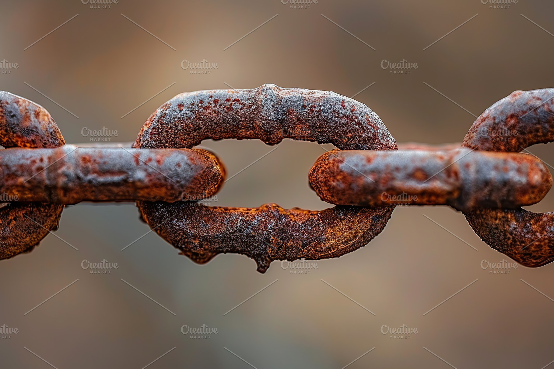 Rusty iron chain on blurred background, an Abstract Photo by AlyaAnd