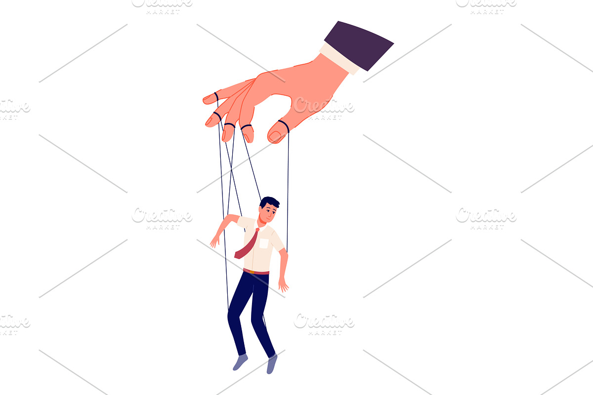 Puppeteer hand controlling, a Person Illustration by Things for designers