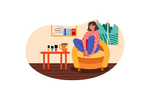 Woman make pedicure and manicure, a Person Illustration by vectorpointstudio