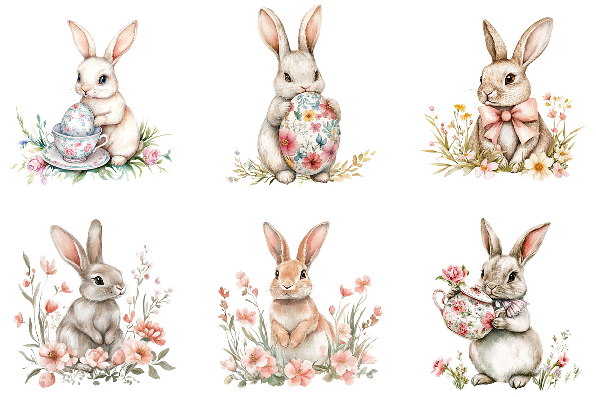 Easter Clipart Spring Bunnies, an Illustration by Designking (Photo 3 of 5)