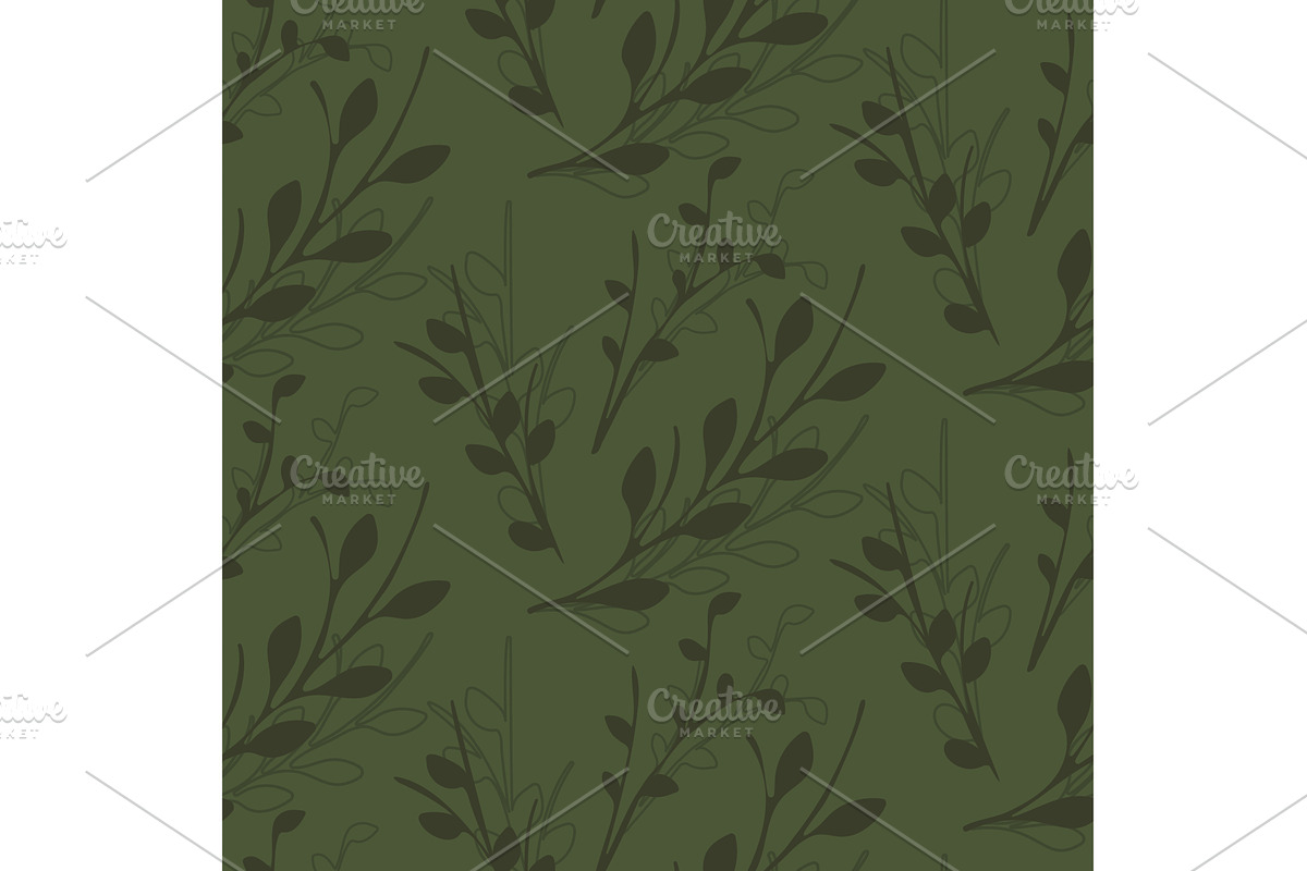 Repeating pattern of dark green, an Illustration by okskukuruza