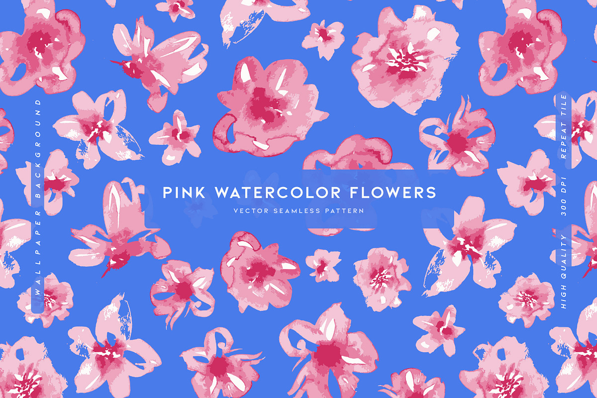 Pink Watercolor Flowers, a Pattern Graphic by MalyskaStudio (Photo 1 of 13)