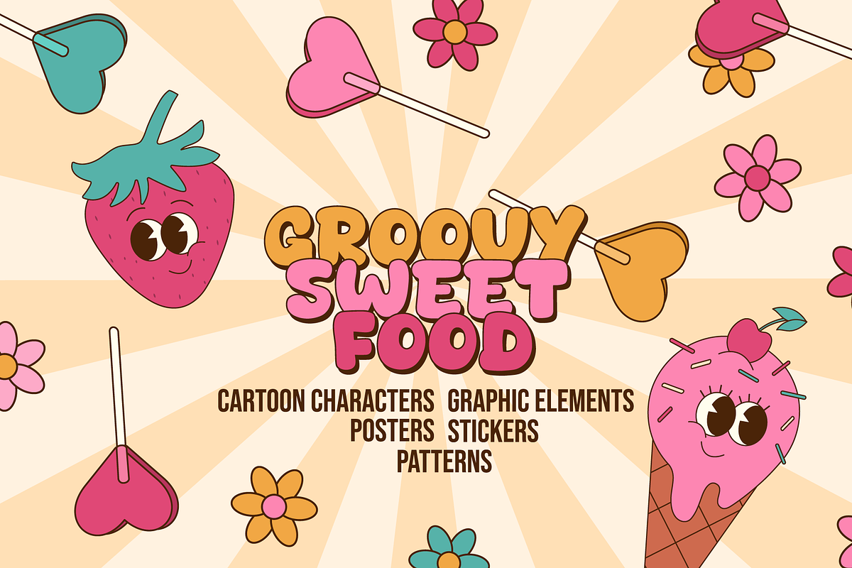 Groovy Sweet Food Collection, a Food Illustration by Alla's Creations (Photo 1 of 13)