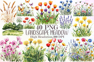 Wall Art Set Watercolor Wildflowers, an Illustration by Sublimation Artist