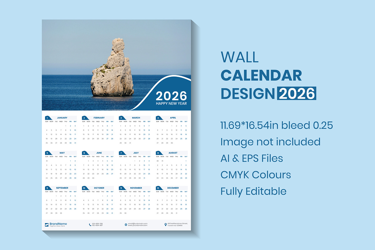 Wall Calendar Design Template, a Stationery Template by Rahul Datta (Photo 1 of 4)