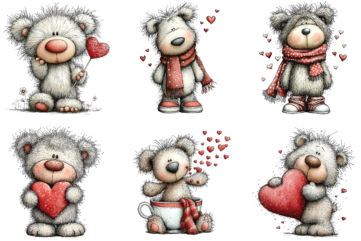 Whimsical Valentine Teddy Bear PNG, an Illustration by CraftArtStudio (Photo 5 of 6)