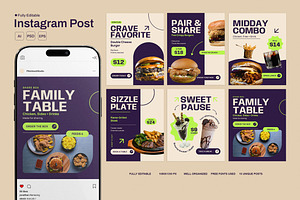 Food Promotion Instagram Post Pack, a Social Media Template by Pitchlook.Studio