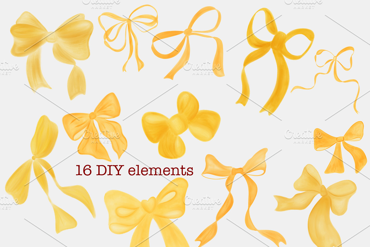 Whimsical Butter Yellow Bows clipart, a Decorative Illustration by Oleksandra Illustrates (Photo 5 of 13)