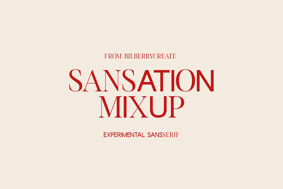 Sensation Mixup Experimental font, a Serif Font by BilberryCreates (Photo 1 of 18)