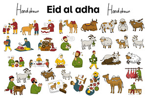 eid al adha hand drawn set