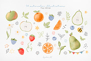 Fruit friends, watercolor collection, an Illustration by AfonshinaArt (Thumbnail 11 of 16)
