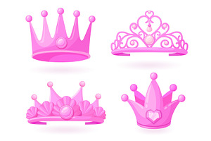Cartoon pink tiara. Princess crown, an Object Illustration by Stock-Smart-Start