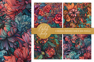 Seamless Flowers & Foliage Patterns