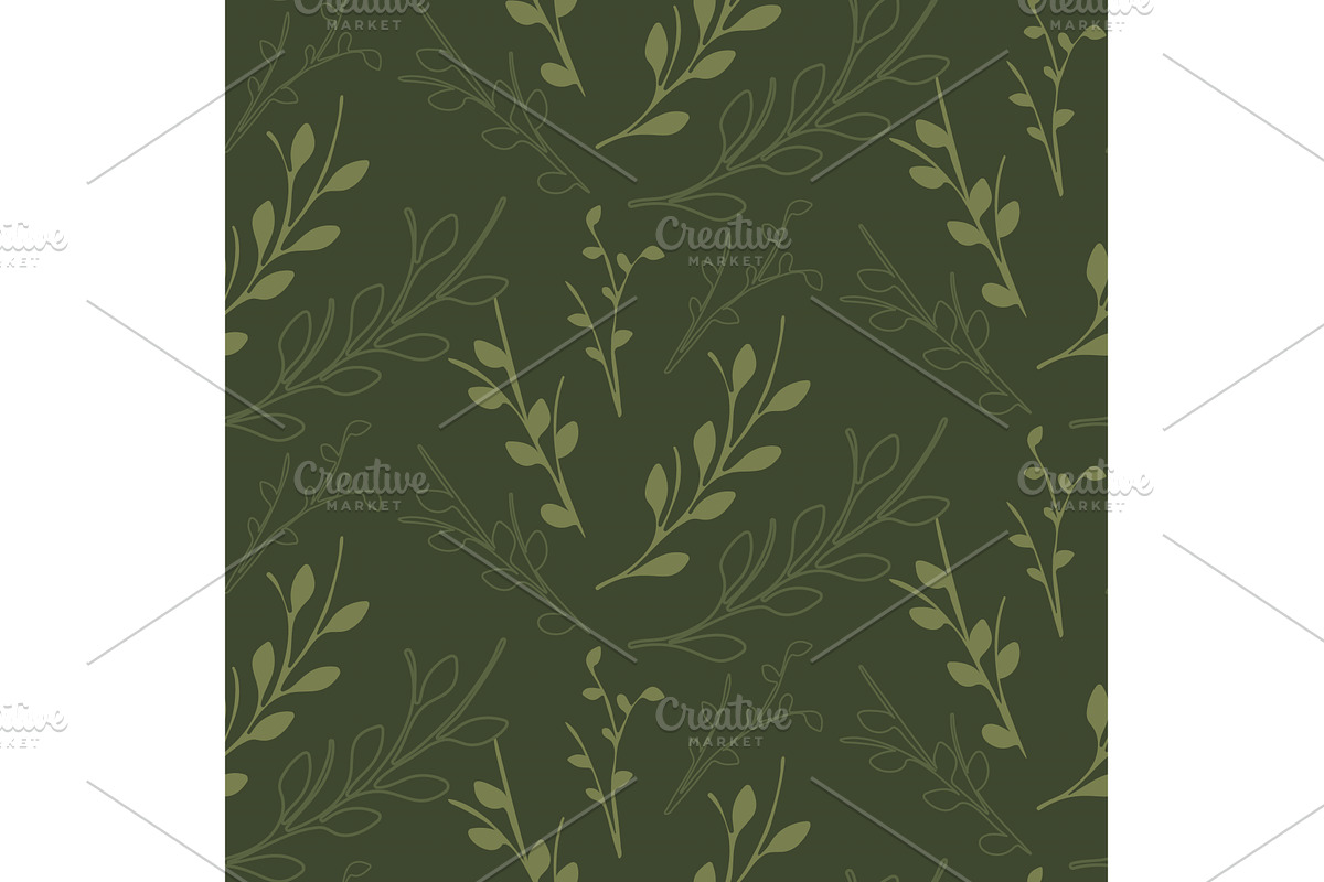 Stylized botanical leaf pattern on a, a Texture Illustration by okskukuruza