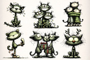 Quirky Christmas Cats Clipart Bundle, an Illustration by Dream Creation (Thumbnail 4 of 9)