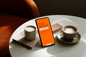 Mockup mobile on a table, an iPhone Mockup by OSORIOartist