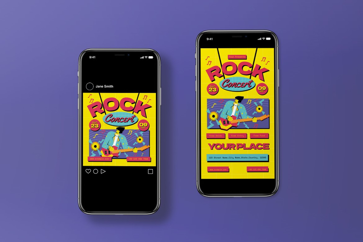 Yellow Flat Rock Concert Flyer Set, a Flyer Template by graphicook (Photo 3 of 3)