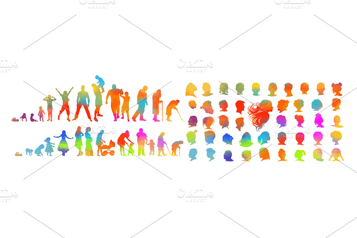 Silhouettes of colored people cycle, a Person Illustration by Nenahliadava Design