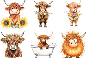 Funny Highland Cow Clipart Bundle, an Illustration by DreamArtGraphic (Thumbnail 4 of 4)