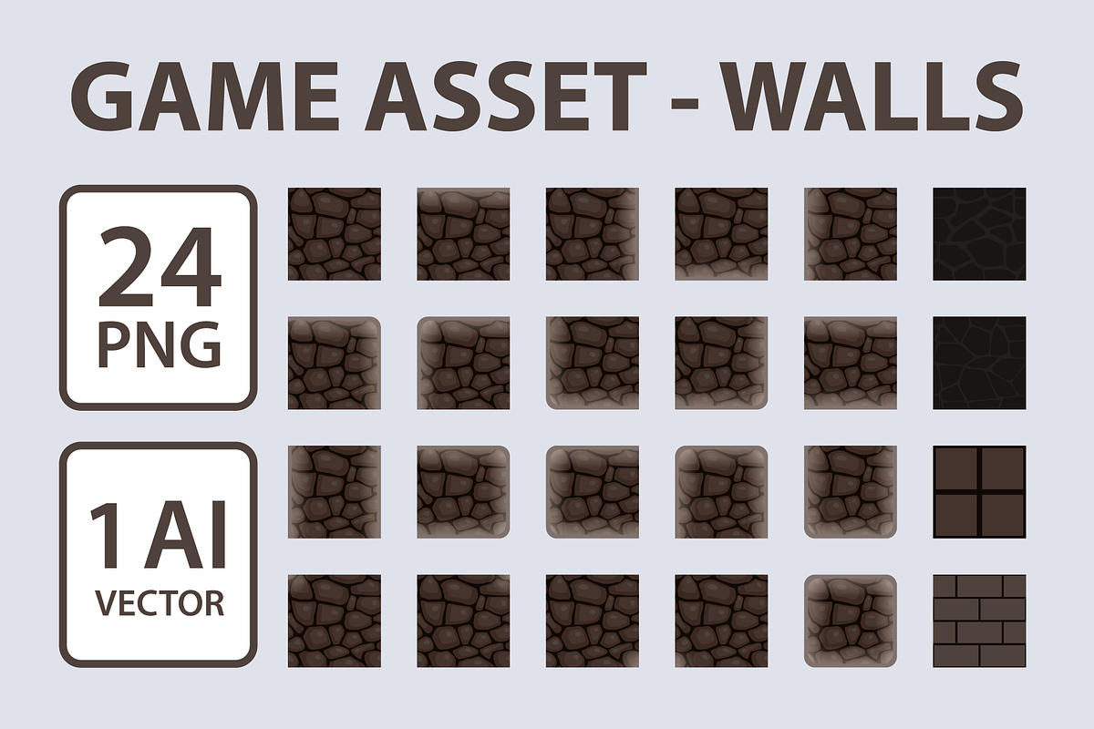 Wall sprites for 2D game design, a Pattern Graphic by dacascas (Photo 1 of 5)
