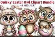 Quirky Easter Owl Clipart Bundle, an Animal Illustration by RobertsArt (Thumbnail 1 of 6)