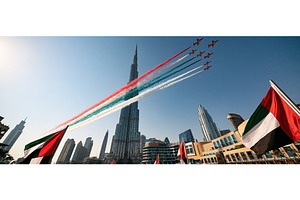 UAE National Day Airshow Over Burj, an Architecture Photo by piter.goskov