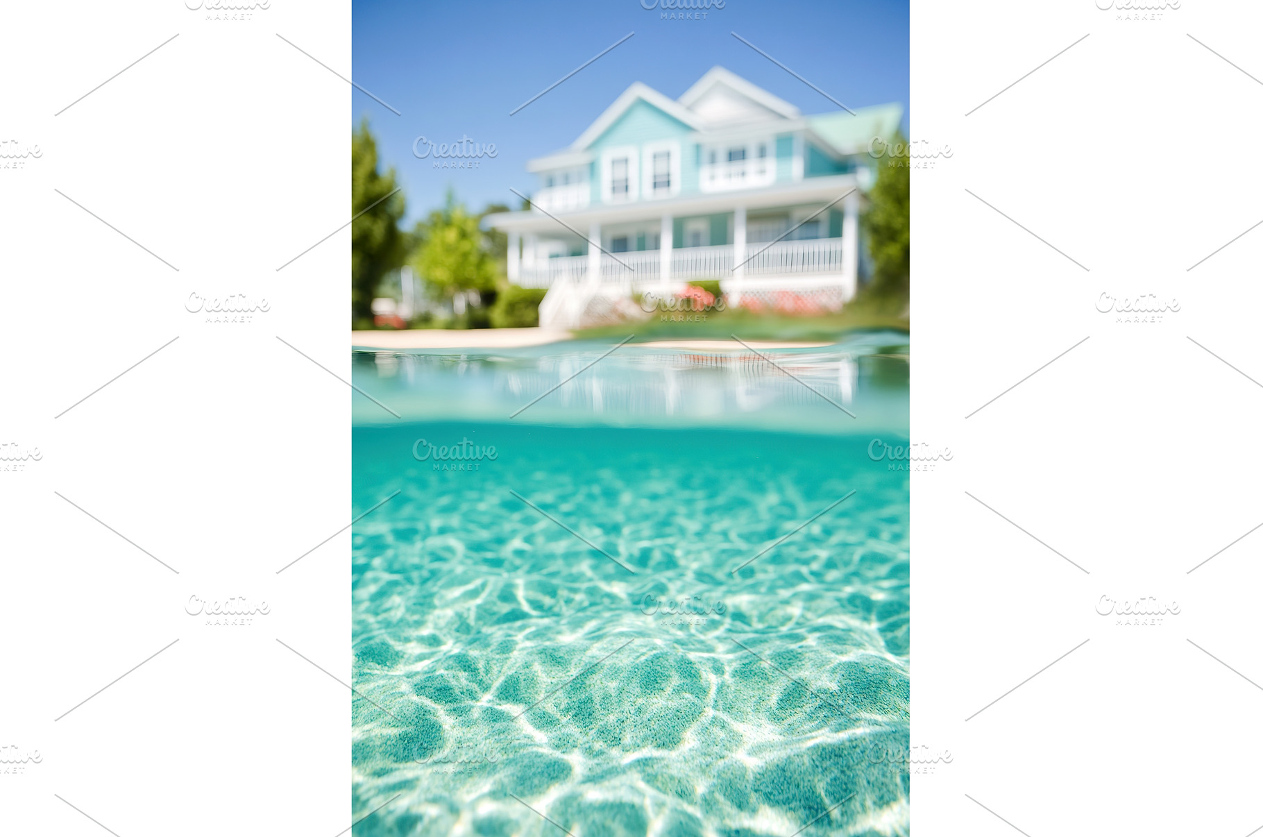Split View of Beach House and Aqua, a Nature Photo by Lermont51