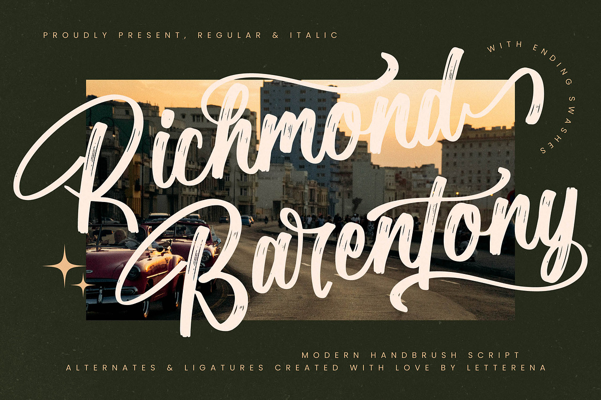 Richmond Barentony Modern Handbrush, a Script Font by Letterena Studios Script (Photo 1 of 15)