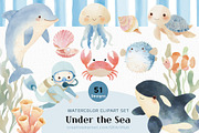 Under the Sea Watercolor Clipart Set, a Decorative Illustration by OKArtHub (Thumbnail 1 of 7)