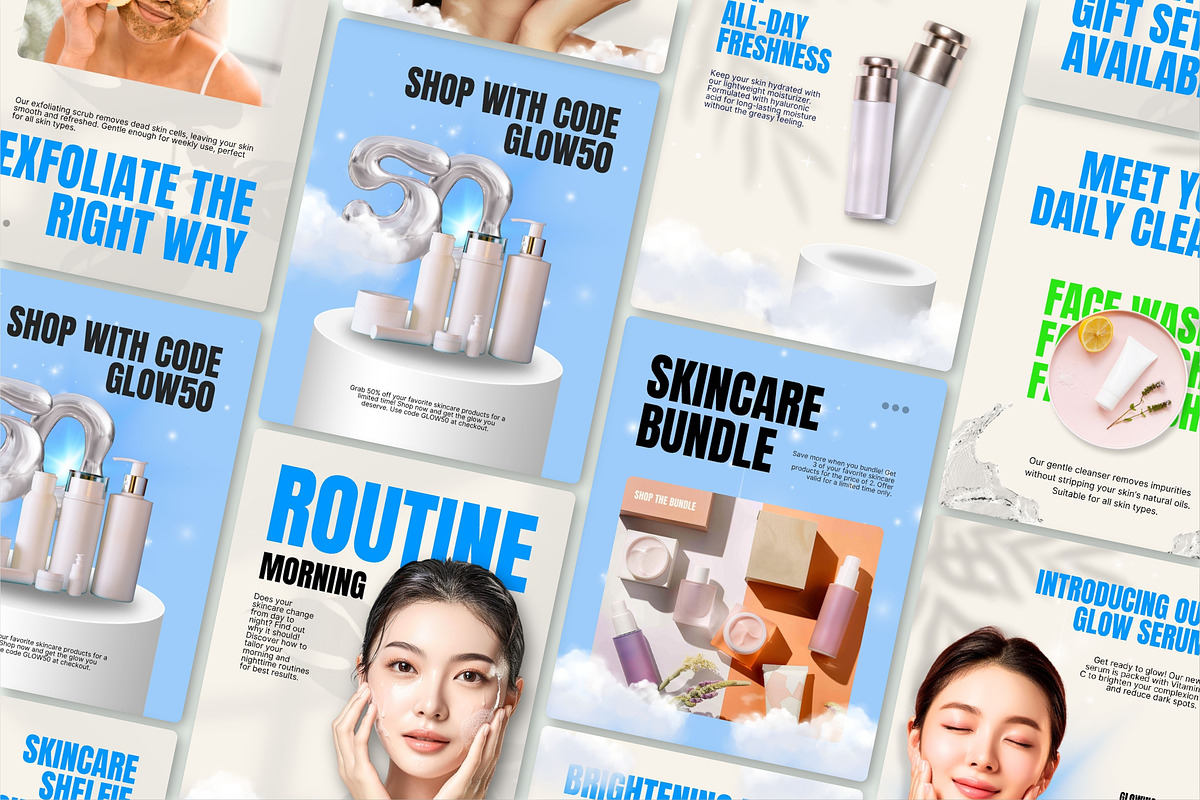 Skincare // Beauty Social Media Kit, a Design Template by SecondBrain Store (Photo 8 of 10)