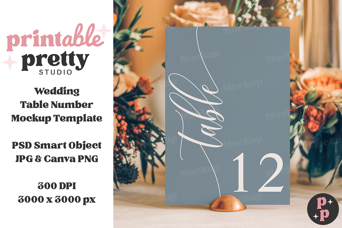 Rustic Floral Table Number Mockup, a Product Mockup by Printable Pretty Studio (Photo 4 of 10)