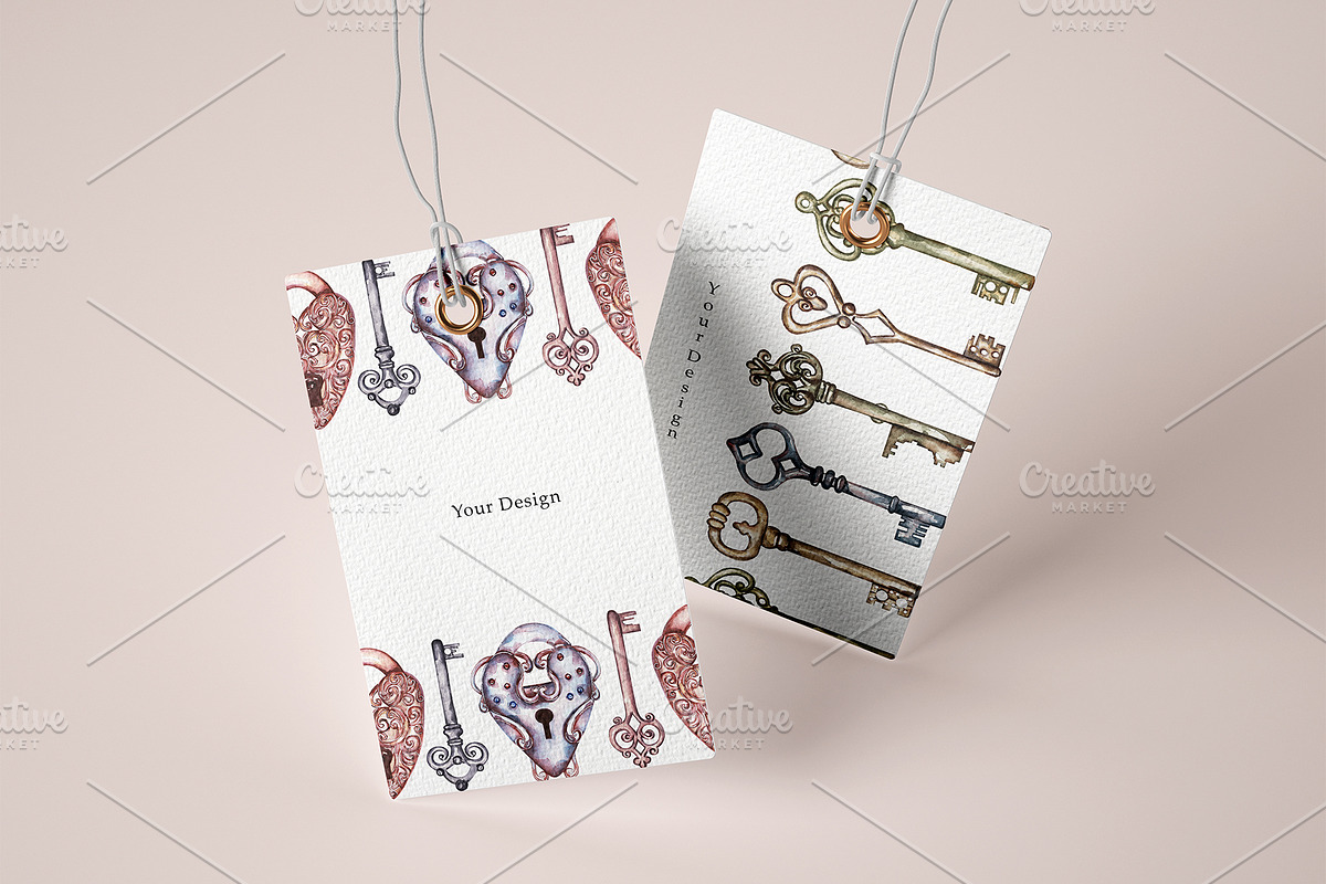 Watercolor Vintage Key Set, a Decorative Illustration by MayaNavits (Photo 5 of 12)