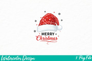 Merry Christmas Hat PNG, an Illustration by Watercolor design (Thumbnail 1 of 3)