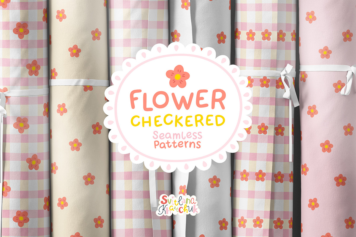 Floral Checkered Seamless Patterns, a Pattern Graphic by Svitlana Kharchuk (Photo 1 of 6)