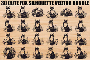 Cute Fox Silhouette Bundle, an Illustration by Designs_River