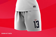 Women's Soccer Kit Mockup - Angle, an Apparel Mockup by thedesignshark (Thumbnail 7 of 12)